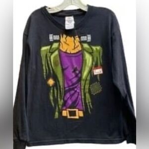 Delta Frankenstein boys Halloween black long sleeve T-shirt, size medium ￼